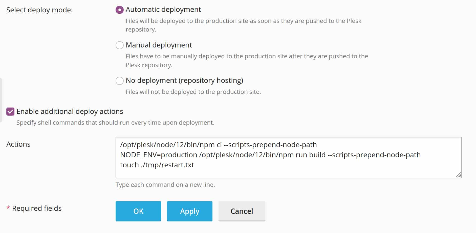 deploy/run/host strapi on plesk obsidian as node application